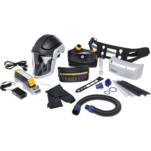 Trousse de respirateur d&eacute;puration dair propuls&eacute; pour lindustrie lourde Versaflo, Capuchon & visi&egrave;re, Pile Lithium-ion Les Fournitures Industrielles Méga