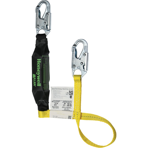 Miller&reg; HP Shock-Absorbing Lanyard, 4', Locking Snap Hook Center, Locking Snap Hook Leg Ends, Polyester Les Fournitures Industrielles Méga