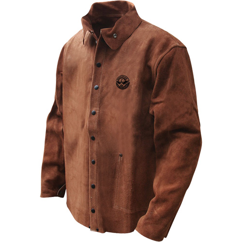 Veste de soudage en cuir fleur de vache refendu Gander Brand, Cuir, 4T-Grand, Brun Les Fournitures Industrielles Méga