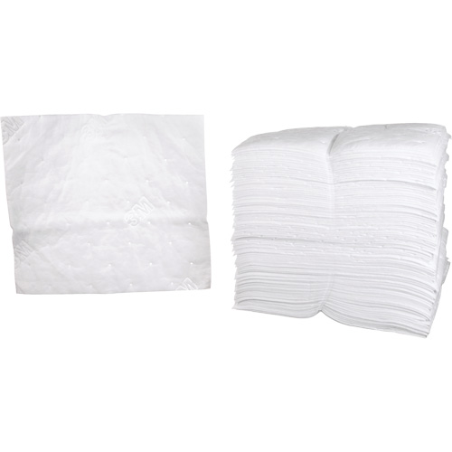 Feuilles absorbantes p&eacute;trochimiques, Huile seulement, 19" x 17", 38,7 gal. d'absorption Les Fournitures Industrielles Méga