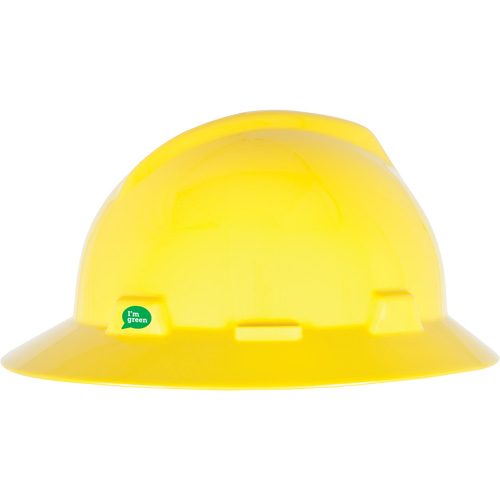 Casque de s&eacute;curit&eacute; &agrave; bord complet V-Gard GREEN avec fentes, R&eacute;pond aux normes CSA type 1, Suspension Rochet Les Fournitures Industrielles Méga
