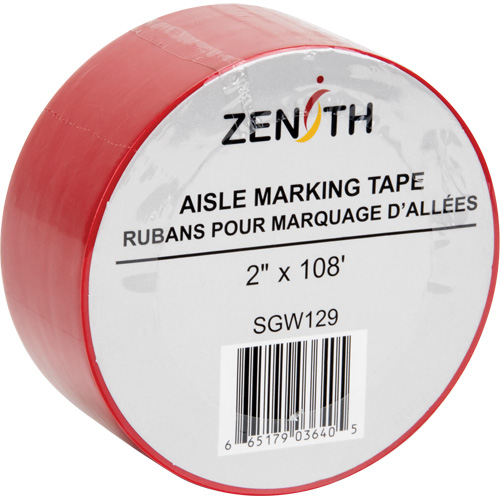 Aisle Marking Tape, 2" x 108', PVC, Red Les Fournitures Industrielles Méga