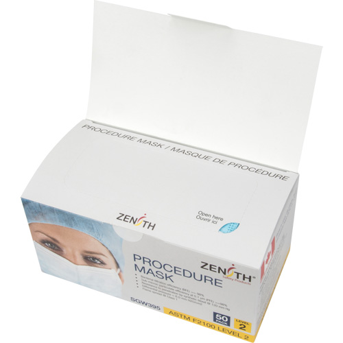 Masques d'intervention jetables, ASTM F2100 Niveau 2, Classe 1 Les Fournitures Industrielles Méga