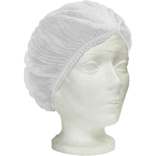 Bonnet bouffant pliss&eacute; Ronco Care, Polypropyl&egrave;ne, 24", Blanc Les Fournitures Industrielles Méga