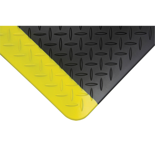 Anti-Fatigue Matting, Diamond, 1-2/3' x 3-1/4' x 3/4", Black/Yellow, Polyurethane Les Fournitures Industrielles Méga
