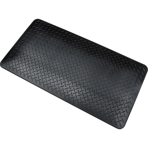 Anti-Fatigue Matting, Diamond, 1-2/3' x 3-1/4' x 3/4", Black, Polyurethane Les Fournitures Industrielles Méga