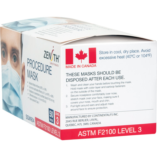 Masques d'intervention jetables, ASTM F2100 Niveau 3, Classe 1 Les Fournitures Industrielles Méga