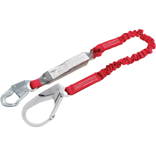 Pro Elastic Shock-Absorbing Lanyard, 6', Rebar Hook Center, Snap Hook Leg Ends, Polyester Les Fournitures Industrielles Méga