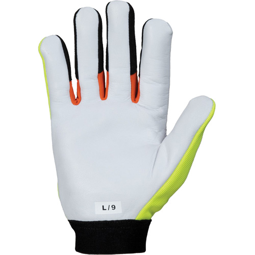 Gants de m&eacute;canicien &agrave; haute visibilit&eacute; ClutchGear, Paume Cuir fleur de ch&egrave;vre, Taille Moyen Les Fournitures Industrielles Méga