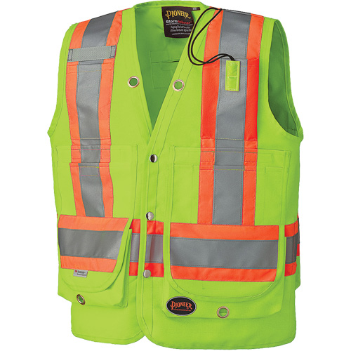 6696 Veste de s&eacute;curit&eacute; pour arpenteur, Jaune lime haute visibilit&eacute;, Grand, Polyester Les Fournitures Industrielles Méga
