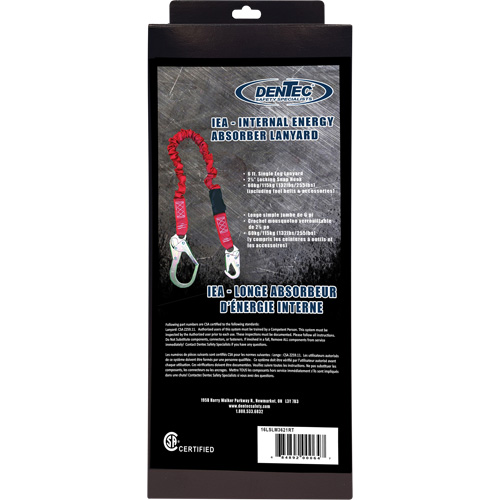 ShockSorb Internal Shock Lanyard, 6', Snap Hook Center, Snap Hook Leg Ends, Polyester Les Fournitures Industrielles Méga