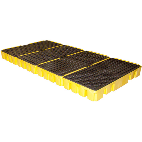 Palette &agrave; profil bas pour contr&ocirc;le des d&eacute;versements, Capacit&eacute; de d&eacute;versement 102 gal. US, 96" x 49" x 6,5" Les Fournitures Industrielles Méga