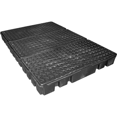 Palette de confinement des d&eacute;versements &agrave; profil bas Black Diamond, Capacit&eacute; de d&eacute;versement 76.5 gal. US, 72" x 49" x 6,5" Les Fournitures Industrielles Méga