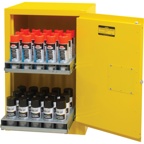 Flammable Aerosol Storage Cabinet, 12 gal., 1 Door, 23" W x 35" H x 18" D Les Fournitures Industrielles Méga
