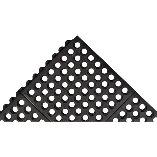 Cushion-Ease&reg; 550 Interlocking Anti-Fatigue Mat, Slotted, 3' x 3' x 3/4", Black, Rubber Les Fournitures Industrielles Méga