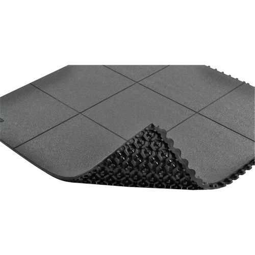 Cushion-Ease&reg; Interlocking Anti-Fatigue Mat, Pebbled, 3' x 3' x 3/4", Black, Natural Rubber Les Fournitures Industrielles Méga