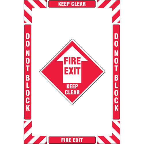"Fire Exit" Floor Marking Kit, Adhesive, English with Pictogram Les Fournitures Industrielles Méga