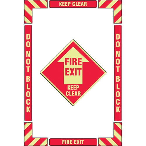 Trousse de marquage du sol ?Fire Exit? (sortie de secours), Adh&eacute;sif, Anglais avec pictogramme Les Fournitures Industrielles Méga