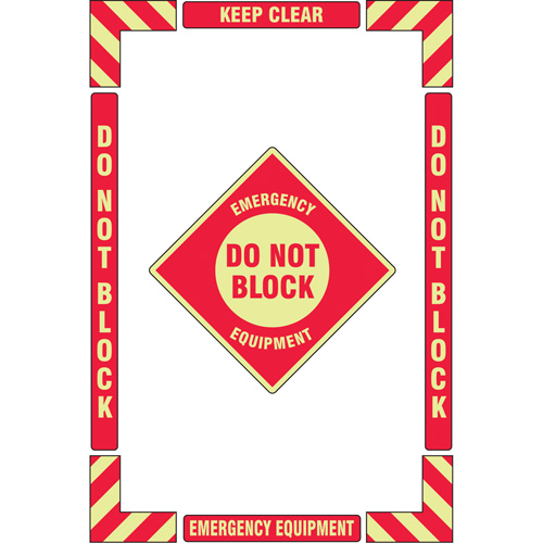 Trousse de marquage du sol ?Emergency Equipment? (&eacute;quipement durgence), Adh&eacute;sif, Anglais avec pictogramme Les Fournitures Industrielles Méga
