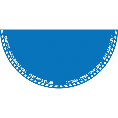 "Caution" Half Circle Swing Door Floor Sign, Adhesive, English with Pictogram Les Fournitures Industrielles Méga