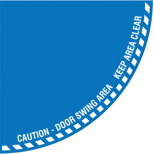 "Caution" Quarter Circle Swing Door Floor Sign, Adhesive, English with Pictogram Les Fournitures Industrielles Méga