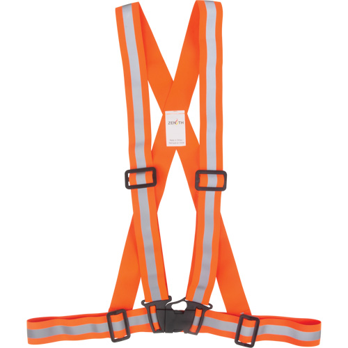 Harnais pour la circulation, Orange haute visibilit&eacute;, Couleur r&eacute;fl&eacute;chissante Argent, Moyen Les Fournitures Industrielles Méga