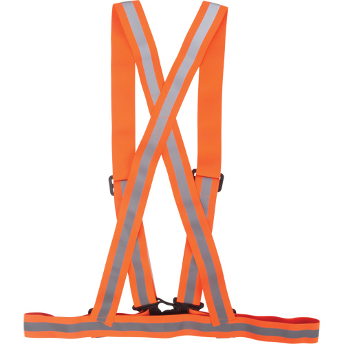 Harnais pour la circulation, Orange haute visibilit&eacute;, Couleur r&eacute;fl&eacute;chissante Argent, Moyen Les Fournitures Industrielles Méga