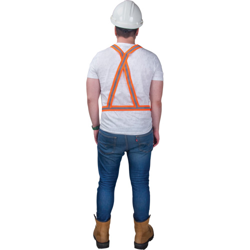 Harnais pour la circulation, Orange haute visibilit&eacute;, Couleur r&eacute;fl&eacute;chissante Argent, Moyen Les Fournitures Industrielles Méga