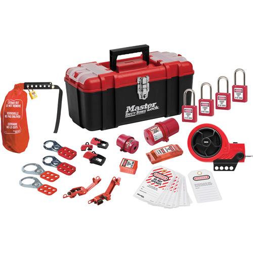 Trousse de cadenassage avec cadenas en thermoplastique de qualit&eacute; sup&eacute;rieure Zenex, Ensemble &eacute;lectrique, 21 composants compris Les Fournitures Industrielles Méga