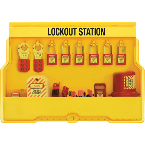 Station de cadenassage dappareils &eacute;lectriques de qualit&eacute; sup&eacute;rieure, Cadenas Thermoplastique, Capacit&eacute; de 16, Cadenas Compris Les Fournitures Industrielles Méga