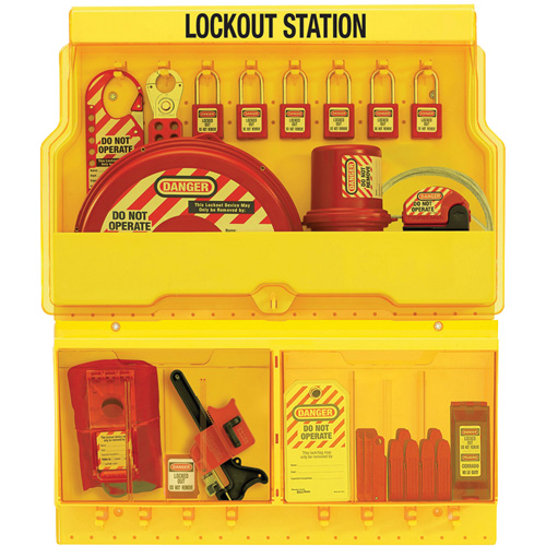 Standard Valve & Electrical Deluxe Lockout Station, Thermoplastic Padlocks, 32 Padlock Capacity, Padlocks Included Les Fournitures Industrielles Méga