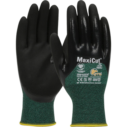 Gants r&eacute;sistants aux coupures dans un milieu de travail huileux ATG MaxiCut, Taille Grand, Calibre 15, Rev&ecirc;tement Nitrile, Enveloppe en Fil technique, ASTM ANSI niveau A2/EN 388 niveau 3/EN 388 niveau B Les Fournitures Industrielles Méga