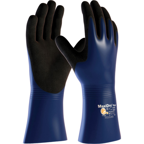 Gants r&eacute;sistant aux produits chimiques et aux coupures ATG MaxiDry Plus, Grand, R&ecirc;vetement Nitrile, Enveloppe en Nylon/&eacute;lasthanne Les Fournitures Industrielles Méga