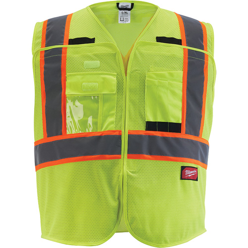Flagman Safety Vest, High Visibility Lime-Yellow, Medium/Small Les Fournitures Industrielles Méga