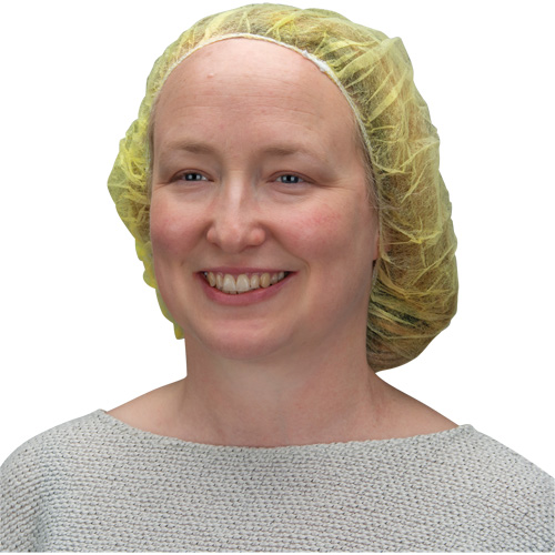 Bouffant Caps, Polypropylene, 21", Yellow Les Fournitures Industrielles Méga