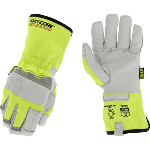 Gants de protection haute visibilit&eacute; contre les &eacute;pingles, Petit, Rev&ecirc;tement Polyur&eacute;thane, ASTM ANSI niveau A5 Les Fournitures Industrielles Méga