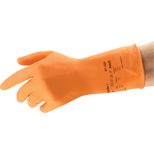 AlphaTec&reg; 87-320 Chemical-Resistant Gloves, Size 9.5, 11.8" L, Rubber Latex, Cotton/Flock-Lined Inner Lining, 17-mil Les Fournitures Industrielles Méga
