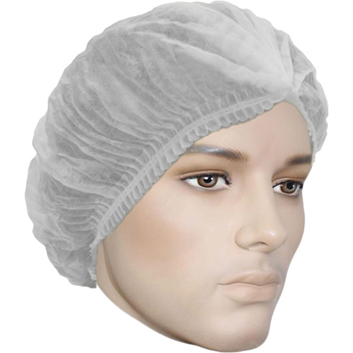 Bonnet bouffant pliss&eacute; Cova-Cap, Polypropyl&egrave;ne, 21", Blanc Les Fournitures Industrielles Méga