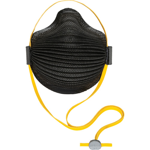 Masques jetables AirWave de la s&eacute;rie M noirs avec SmartStrap et bride compl&egrave;te en mousse, N95, Certifi&eacute; NIOSH, Petit Les Fournitures Industrielles Méga