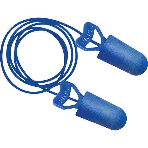 Bouchons d'oreilles biosourc&eacute;s d&eacute;tectables par le m&eacute;tal Food Pro PinchFit BioSoft, Avec cordon, Taille unique, Vrac - Boîte, NRR dB 32 Les Fournitures Industrielles Méga