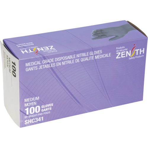 Medical Grade Disposable Gloves, Medium, Nitrile, 6-mil, Powder-Free, Black, Class 2 Les Fournitures Industrielles Méga
