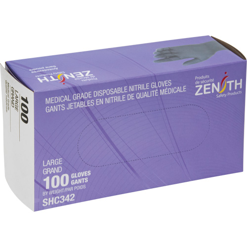 Gants jetables de calibre m&eacute;dical, Grand, Nitrile, 6 mils, Sans poudre, Noir, Classe 2 Les Fournitures Industrielles Méga