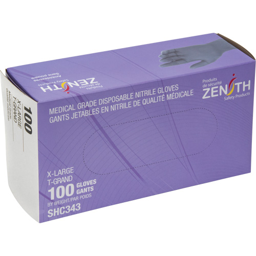 Gants jetables de calibre m&eacute;dical, T-Grand, Nitrile, 6 mils, Sans poudre, Noir, Classe 2 Les Fournitures Industrielles Méga