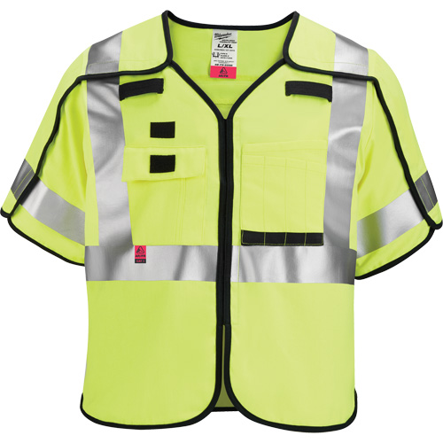Breakaway Mesh Safety Vest, Black/High Visibility Lime-Yellow, Medium/Small Les Fournitures Industrielles Méga