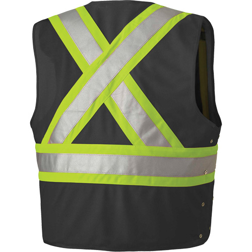 135 Veste de s&eacute;curit&eacute; avec c&ocirc;t&eacute;s r&eacute;glables, Noir, Moyen/Petit, Polyester Les Fournitures Industrielles Méga