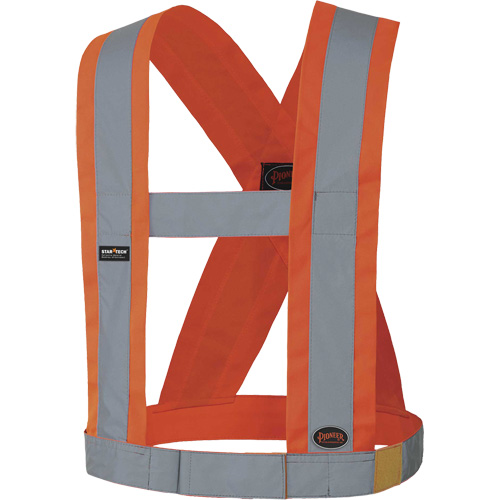 5490 4" Wide Adjustable Safety Sash, Meets/Exceeds CSA Z96 Class 2 - Level 2, High Visibility Orange, Silver Reflective Colour, One Size Les Fournitures Industrielles Méga