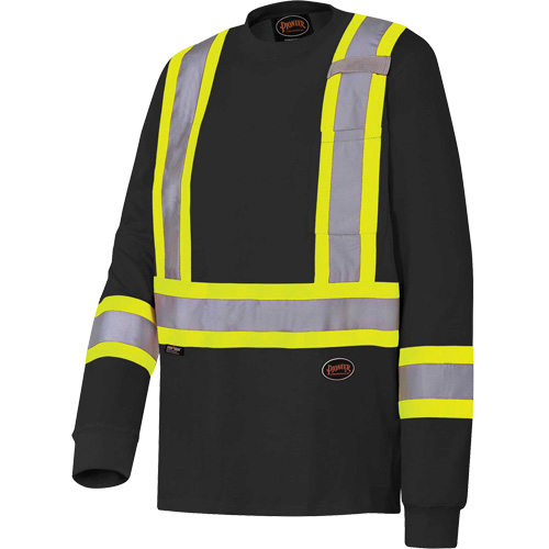 6983 Long-Sleeved Safety Shirt, Cotton, X-Small, Black Les Fournitures Industrielles Méga