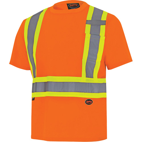 6990 Chandail de s&eacute;curit&eacute; en il-de-perdrix, Polyester, T-petit, Orange haute visibilit&eacute; Les Fournitures Industrielles Méga
