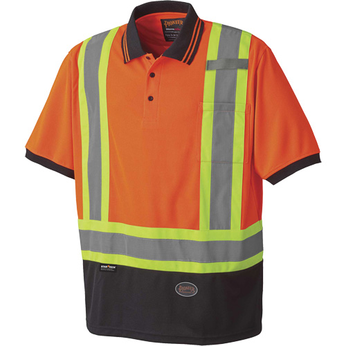 6986 Polo de s&eacute;curit&eacute; en il-de-perdrix, Polyester, Petit, Orange haute visibilit&eacute; Les Fournitures Industrielles Méga
