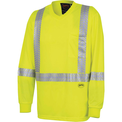 6905A Chandail de s&eacute;curit&eacute; &agrave; manches longues ultra respirant et ultra frais, T-petit, Jaune lime haute visibilit&eacute; Les Fournitures Industrielles Méga